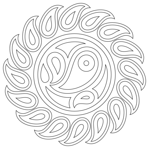 Paisley Mandala Coloring Page